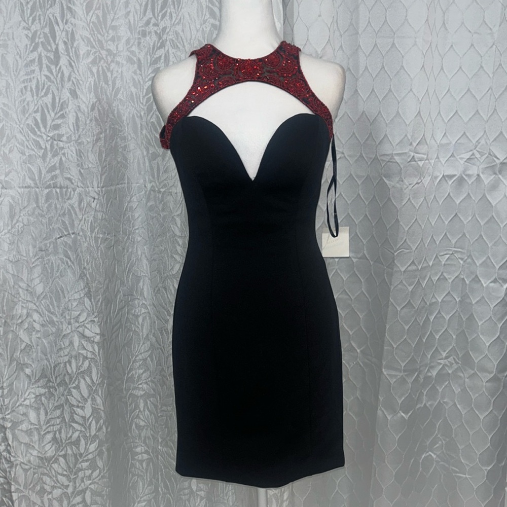 black and red cocktail dress